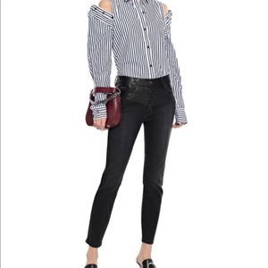 Current/Elliot Black denim with faux leather NWT